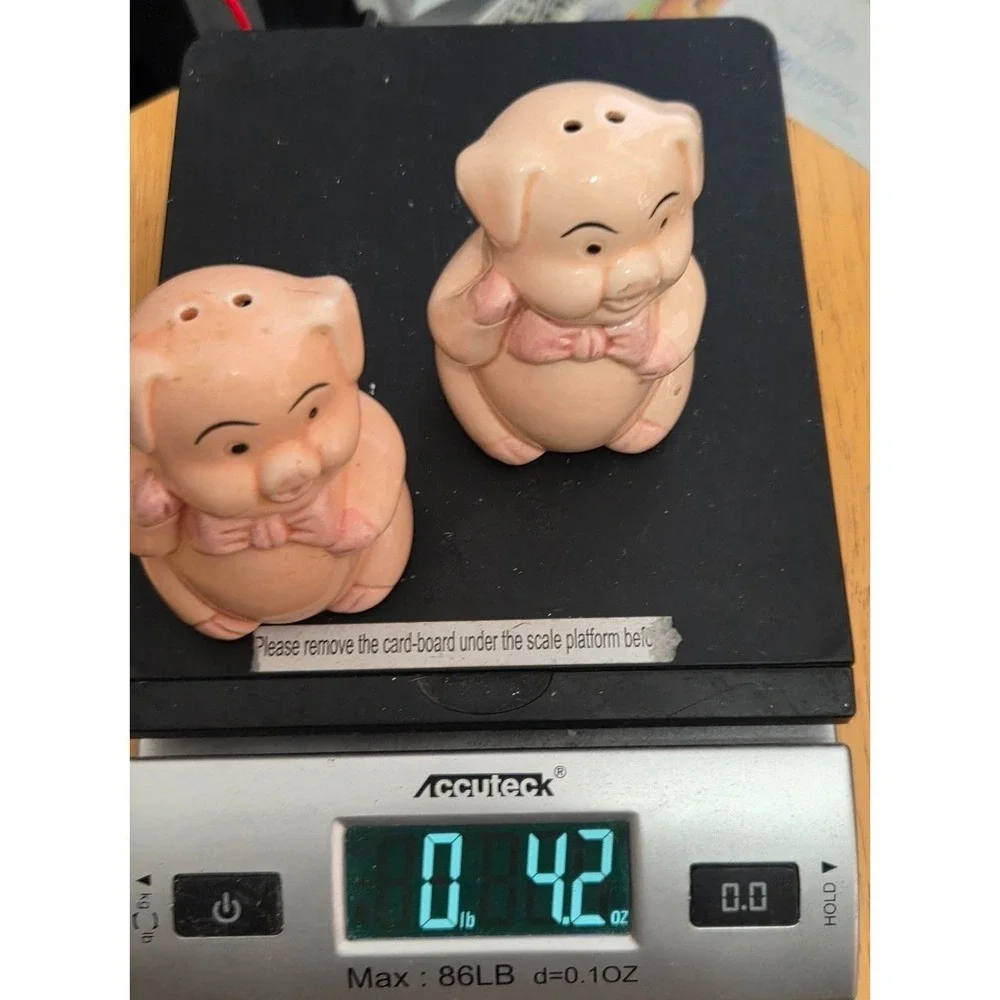 Ceramic Pink Fat Pigs Salt And Pepper Shakers Set Farm‎ Animals